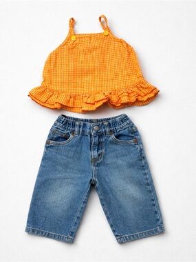 Vintage Orange Gingham Ruffle Tank | Miniwear | 18months | 100% cotton
